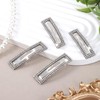 4 Pack Silver Barrettes, Rectangular Rhinestone Hair Clips