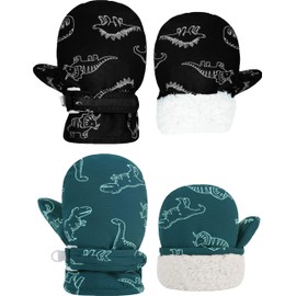YMYDYFC Toddler Mittens Toddler Snow Gloves Baby Boys Girls Mittens Baby Winter Warm Gloves 1t 2t 3t 4t Black Dinosaur & Peacock Blue Dinosaur M(2-4 Years)