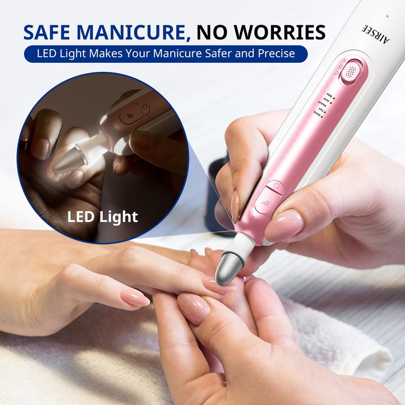 AIRSEE Professional Manicure Pedicure Kit,Cordless 6 in 1 Electric Nail