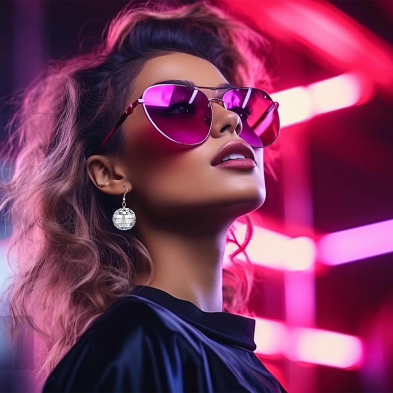 Disco Ball Earrings Eras 80s Accessories for Women Silver Earrings