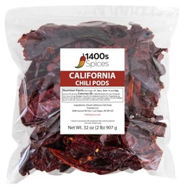 2lb California Dried Whole Chilies Peppers Bulk, Anaheim Chile Food Service by 1400s Spices