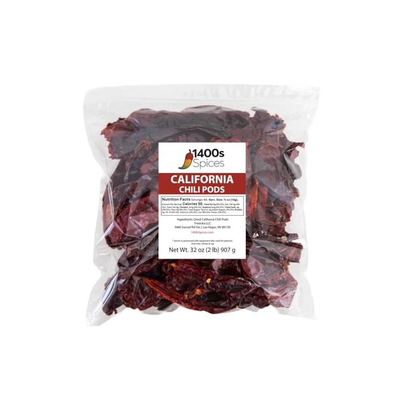 2lb California Dried Whole Chilies Peppers Bulk, Anaheim Chile Food