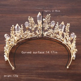 Crystal Tiara Crown Headband Princess Elegant Crown Women Girls Bridal Wedding Prom Birthday Part (Pale Gold)