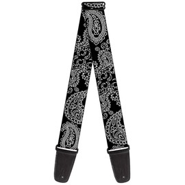 Buckle-Down Guitar Strap, Paisley Black White, 2 Inches Wide