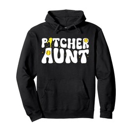 Softball Pitcher Aunt Groovy Softball Pitcher Auntie Pullover Hoodie