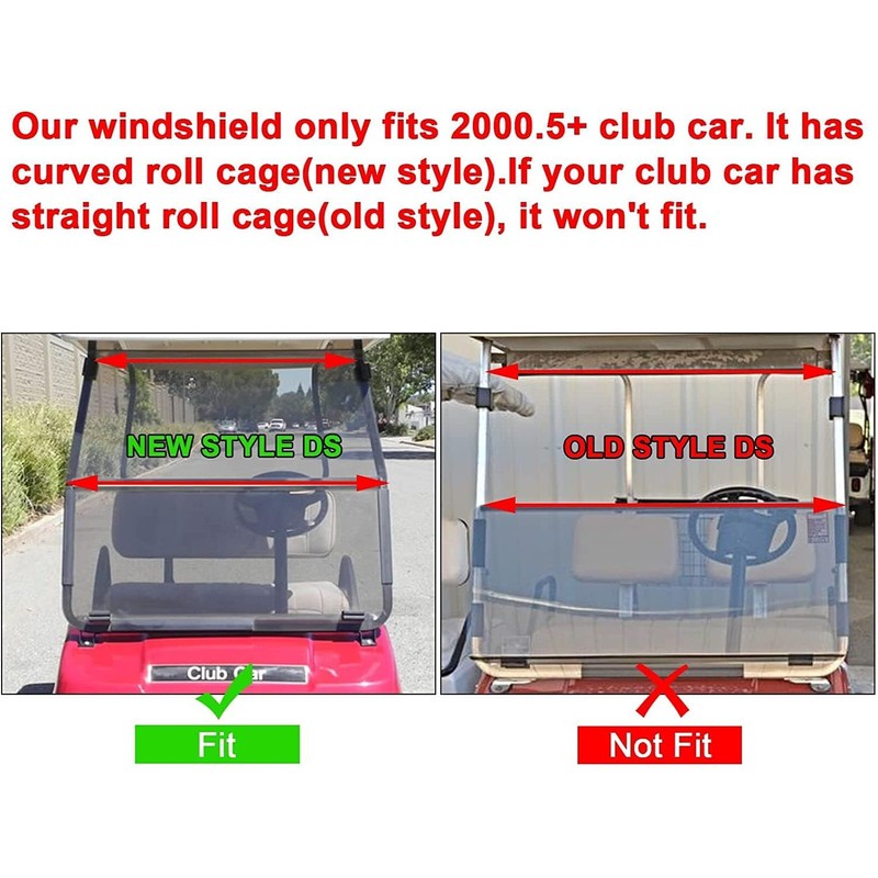 KUAFU Clear Windshield Compatible with 2000.5 - UP Golf Cart
