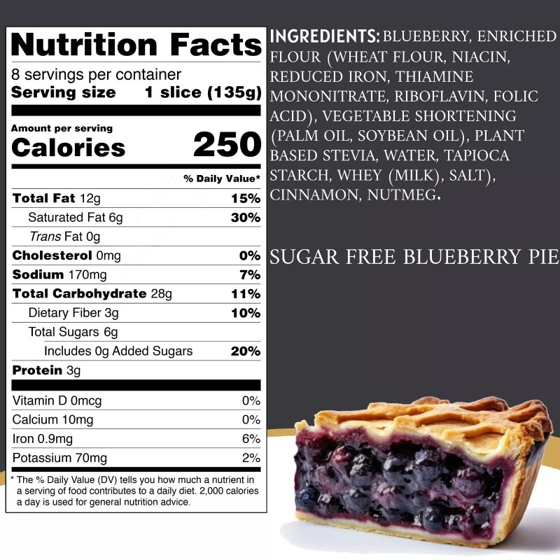 Andy Anand Sugar Free Blueberry Pie (2.9 lbs) Perfect for