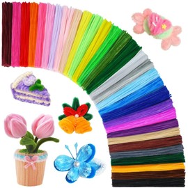 GAGANIU 400pcs Craft Pipe Cleaners, 20 Colors Chenille Stems with Flowers Manual for Crafts – 12 inch Craft Supplies for DIY Projects, Art Activities, Decorations & More