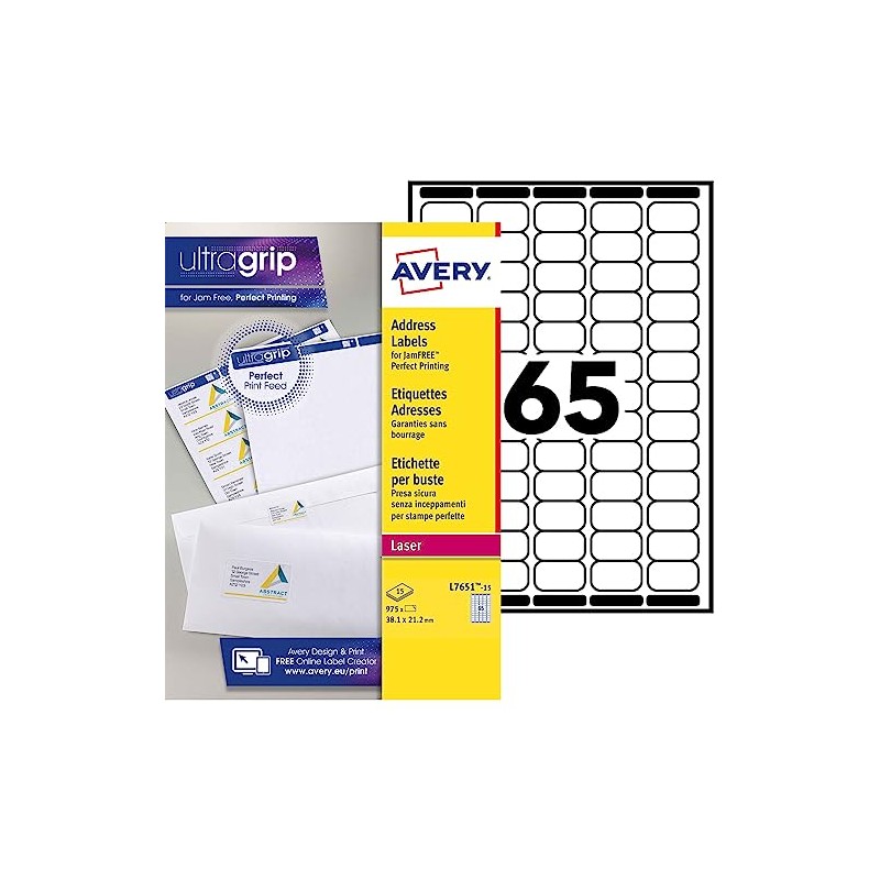 Avery l7651-15 975 Mini Labels Laser Printer Labels 38.1 x