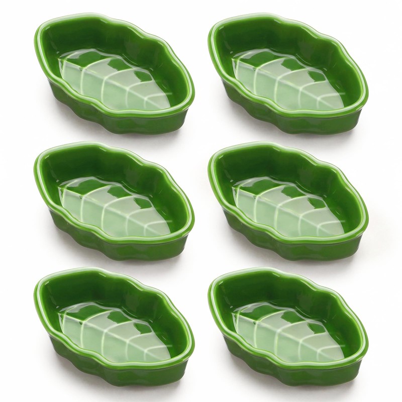FoldTier 6 Pcs Tropical Leaf Shaped Ceramic Dip Bowls 1