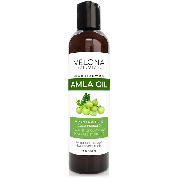Amla Oil by Velona - 8 oz | 100% Pure and Natural Carrier Oil | Extra Virgin, Unrefined, Cold Pressed | Hair Growth, Body, Face & Skin Care | Use Today - Enjoy Results