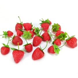 EQLEF 20pcs Artificial Fruits Strawberry Decor in 4 Sizes, Strawberry Artificial Fruit Decor Red Fruit Strawberry Party Decoration for Home Restaurant Photography Props Christmas Display (Strawberry)