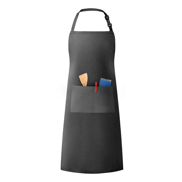 LivinEase Unisex Adjustable Bib Aprons - Stylish Charcoal Chef Aprons