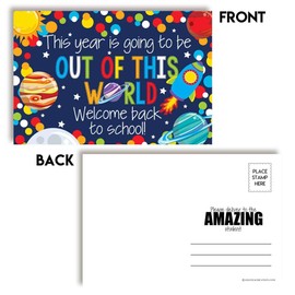 Out Of This World Outer Space Themed Welcome Back To School Blank Postcards For Teachers To Send To Students, 4"x6" Fill In Notecards by AmandaCreation (30)