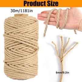 Natural Sisal Rope, 30 m Sisal Rope for Scratching Post, Scratching Post Rope for Cats, Cat Toy, Cat Rope Accessories, Sisal, Rope Scratching Post, DIY, Garden Decoration