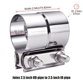 EVIL ENERGY Exhaust Clamp, Lap Joint Band Clamp Stainless Steel (2.5 Inch)