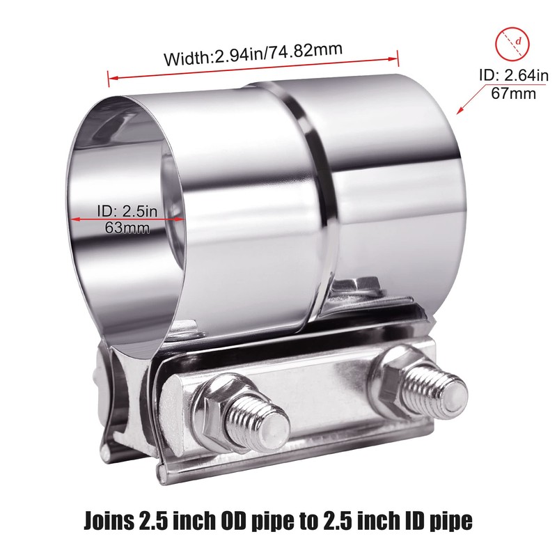 EVIL ENERGY Exhaust Clamp, Lap Joint Band Clamp Stainless Steel
