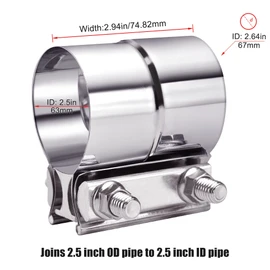 EVIL ENERGY Exhaust Clamp, Lap Joint Band Clamp Stainless Steel (2.5 Inch)