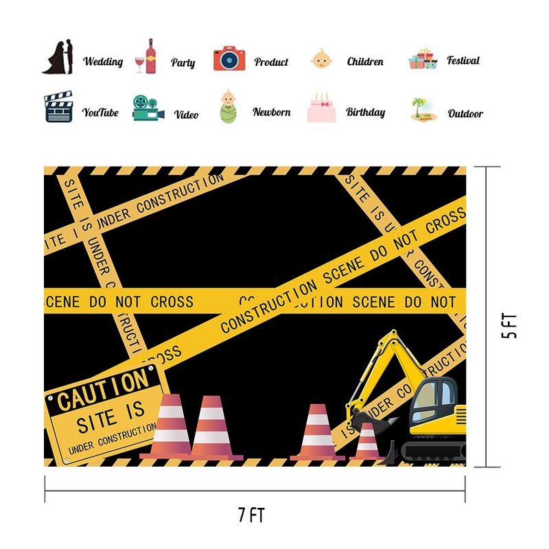Construction Site Theme Backdrop for Construction Themed Birthday Party MEETSIOY
