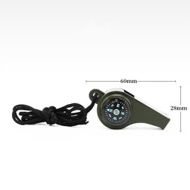 2-in-1 Emergency Survival Whistle with Compass, Military Green, Outdoor Camping Hiking Gear(2 Pack)