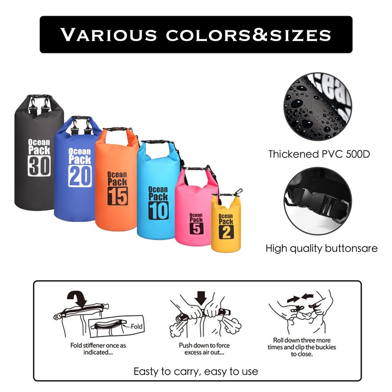 MORAINJAY 2024 New Dry Bag Waterproof Bag, 2L/5L/10L/15L/20L/30L Waterproof Pack