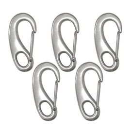 simPLEISURE qb500146c05n0 Stainless Steel Spring Hook, Oval Shape, 4 Sizes, Carabiner, Snap Hook, Multi-functional, Fall Prevention, 2.8 inches (70 mm), Set of 5