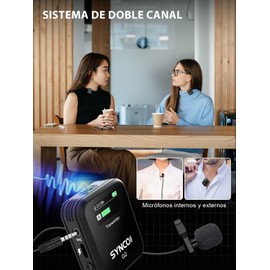 SYNCO Lavalier Wireless Microphone G2 A2 Double Clip Wireless 2.4GHz Transmission 100M for Camera Reflex Camcorder Smartphone Radio Microphone Lavalier Wireless Professional