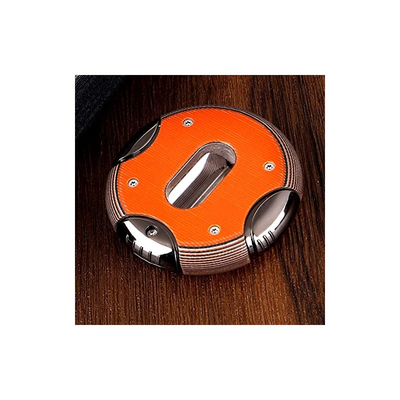 KEENSUN Round G10 V-Cut Cigar Cutter (Orange),60 Ring Gauge, Ergonomic