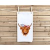 Patriotic Highland Cow Flour Sack Kitchen Towel with Hanging Loop