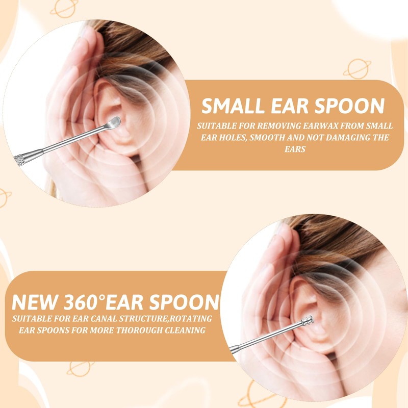 2 Pack Steel Ear Pick Ear Spoon Earwax Remover Spoon