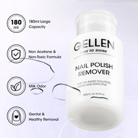 Gellen Nail Polish Remover Milk Scent, Acetone Free Nail Polish Remover for Quick Dry Nail Polishes, Gentle Fingernail Polish Remover, Ultra-Powerful Nail Polish Remover Pump, 6.09 Fl Oz