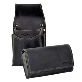 Menzo Professional Waiter Set Waiter's purse leather double stitched. - Black -