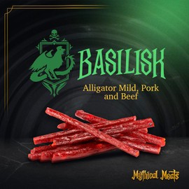 Mythical Meats Original Flavor (Basilisk) 12-Pack Snack Sticks – Alligator Mild with Pork and Beef – Dried & Dehydrated Meats Seasoned to Perfection – High Protein Snacks