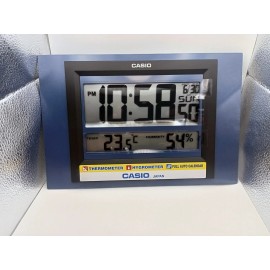 Casio Thermo Hygrometer Table Wall Clock ID-16S-2 Resin Case Temp Humidity Calendar