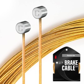 CNC Bike Brake Cable for Mountain Bike 1.5x2800mm，Slick Polished Bicycle Brake Cable for Shimano/Sram with End Caps，Gold.