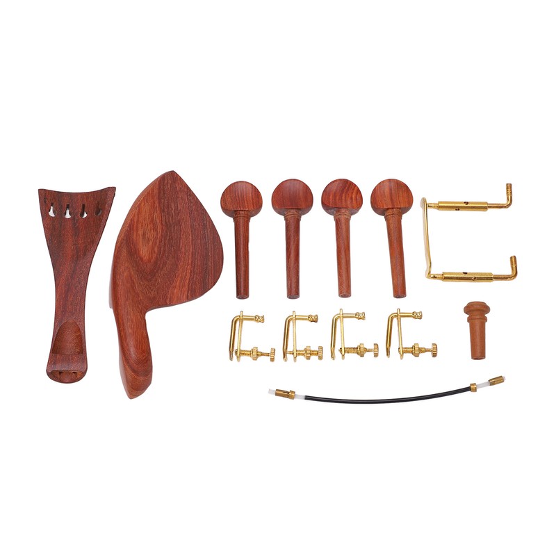 4/4 Wood Violin Parts Tailpiece Chinrest Tuning Pegs Metal Tail
