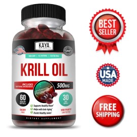 Aceite de krill 500 mg con suplementos de omega-3 EPA, DHA y astaxantina cápsulas blandas de 60 quilates