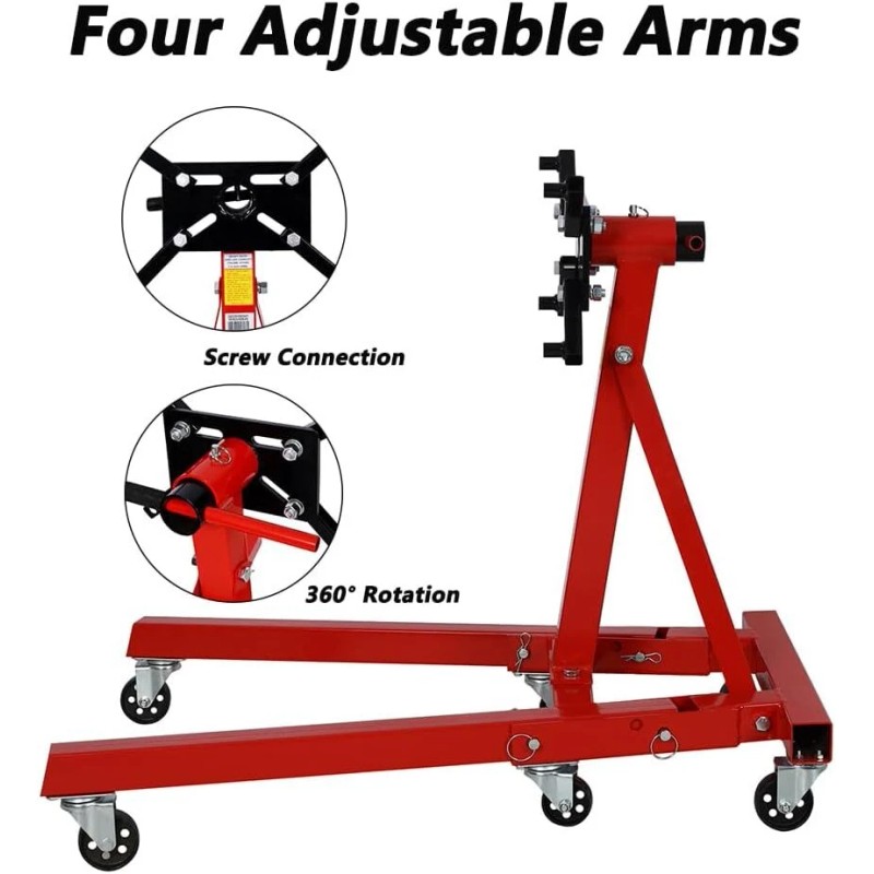 unbranded 2000LBS Engine Lift Stand With 4 Adjustable Arms 360°Rotating