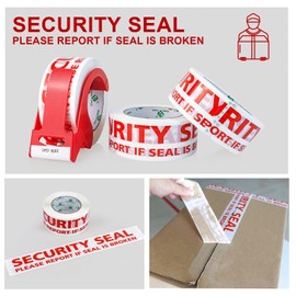 BOMEI PACK Security Seal Tape, Please Report if Seal is Broken Printing Packing Tape with Dispenser, 2.4mil 2inch x 110yds, 3Rolls Heavy Duty Fragile Tape Refills for Shipping, Moving and Sealing