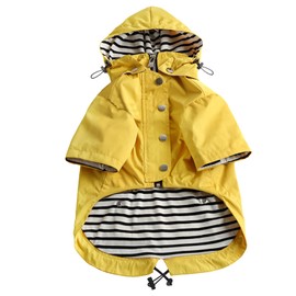 Morezi Dog Zip Up Dog Raincoat with Reflective Buttons, Rain/Water Resistant, Adjustable Drawstring, Removable Hood, Dog Raincoats with Legs 8lbs to 80lbs Available - Yellow - XL