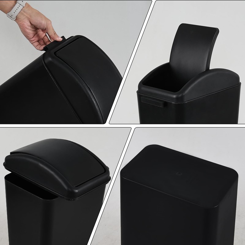 Innouse 16 L/4 Gallon Black Plastic Garbage Bin, Slim Trash