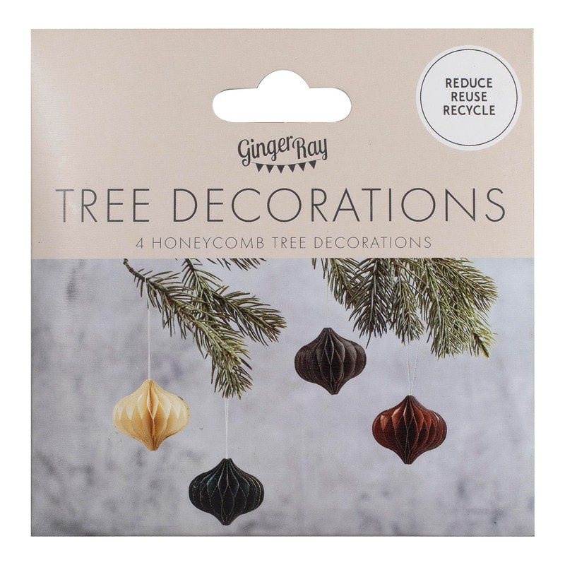 Ginger Ray 3D Paper Honeycomb Hanging Christmas Tree Decorations 4