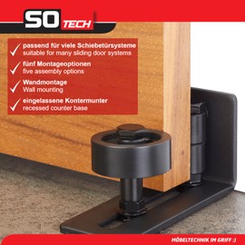 SOTECH Sliding Door Floor Guide ST-BF-02 Roller Guide for Door Thickness 0 to 65 mm Adjustable Floor Guide for Sliding Doors Lower Guide with Wall Mounting