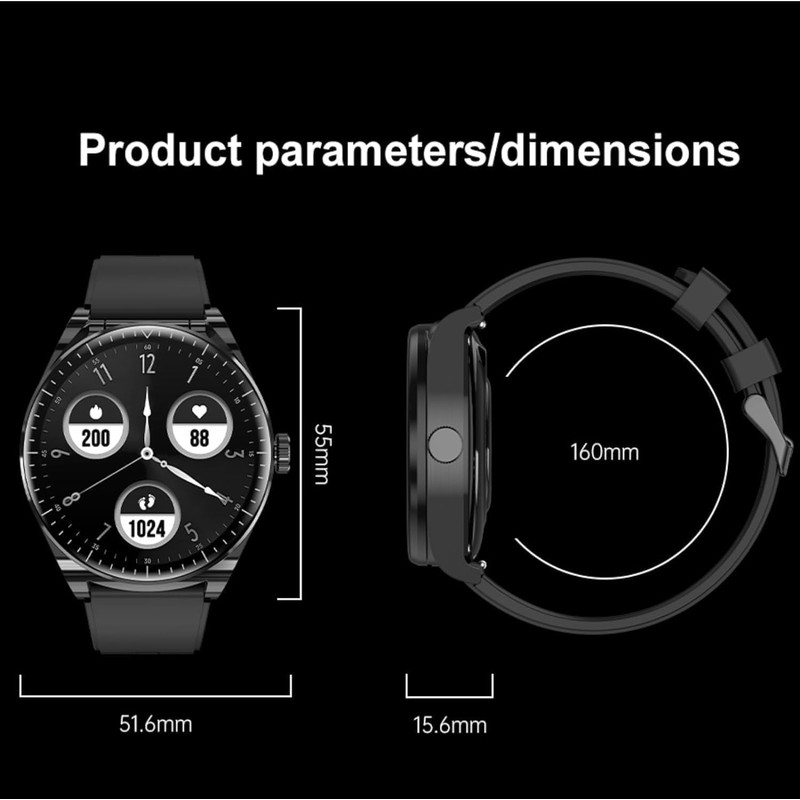 Wagoyo Smart Watch with Earbuds,2-in-1,Touchscreen,for iOS Android (Black)