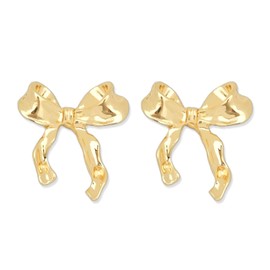 Bow Earrings for Women Gold Silver Bow Stud Earrings Ribbon Earrings Wedding Party Christmas Jewelry （Gold）