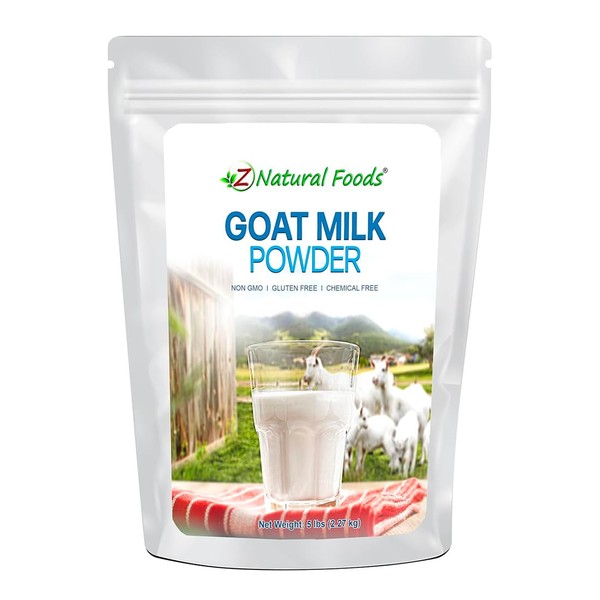 Z Natural Foods Full Cream Goat Milk Powder, 100% Pure Netherlands Milk, Highly Nutritious, Easy Digestion, Also Suitable for Baking, Additive Free, Gluten Free, 5 lb