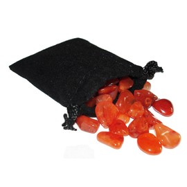 SHARING STONES - 2 oz (55-65) CARNELIAN XS Tumbled Crystals with Description Card & Pouch