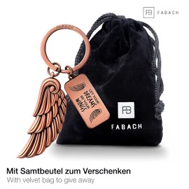 FABACH Angel Wings Keyring Wing - Lucky Charm Guardian Angel Feather Angel Keyring Wings - Angel Wings Pendant Wings - Let Your Dreams Be Your Wings, Antique rose gold., standard size, European" or
