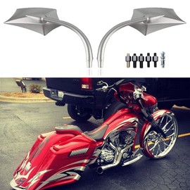 8mm/10mm Silver Motorcycle Rear View Side Mirrors Compatible With Cruiser Chopper Sportster Dyna Softail Street Bike Scooter Dirt Bike and More