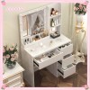 Yamissi White Makeup Vanity Desk Set with 10 LED Lighted